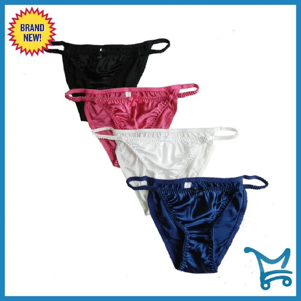 100% Silk String Bikini Panties - Sizes S-XXL - Luxury Lingerie